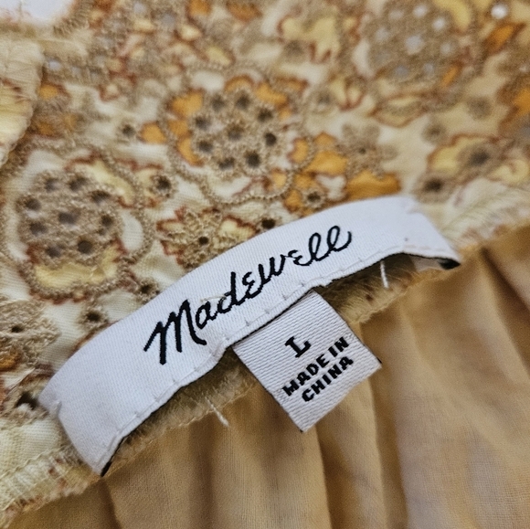 Madewell Eyelet-Trim Tiered Mini Dress in Piccola Floral French Vanilla Large - Picture 6 of 8